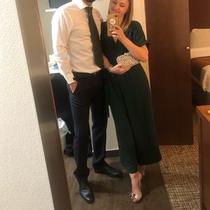 Dark Green evening jumpsuit (fall wedding guest)